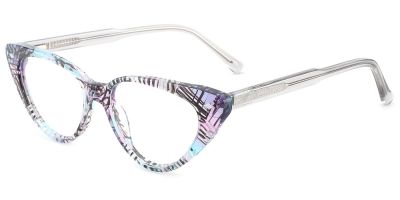 Cat Eye Prescription Glasses 21052 Floral Gray