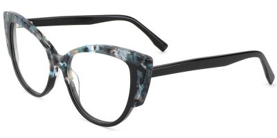 Cat Eye Prescription Glasses 21116 Floral Black